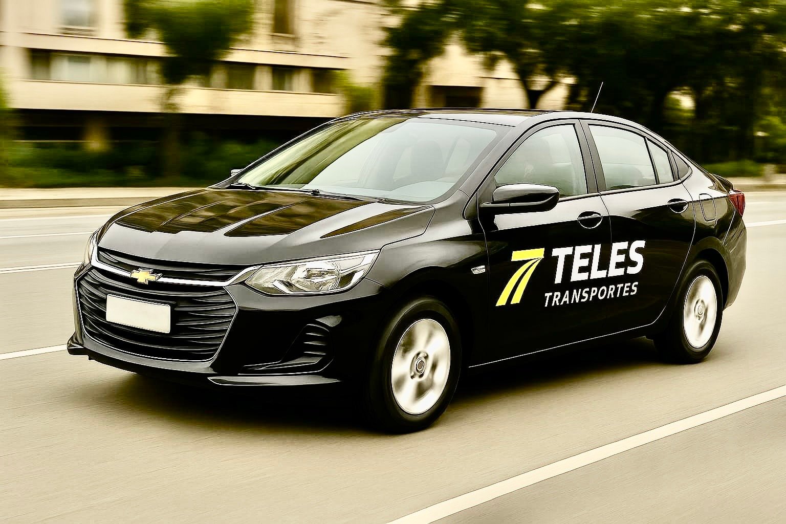 Veículo executivo da Teles Transporte em circulação